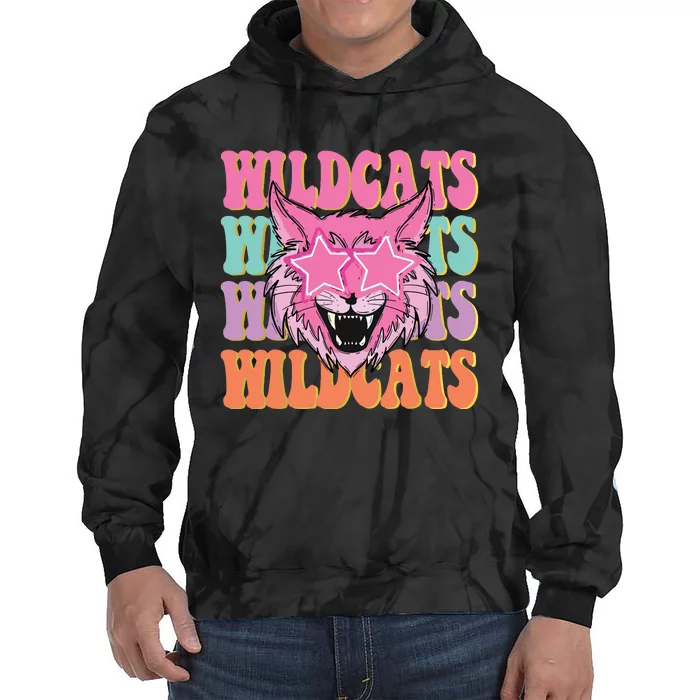 Wildcats School Mascot Sport Mom Wildcats Tie Dye Hoodie