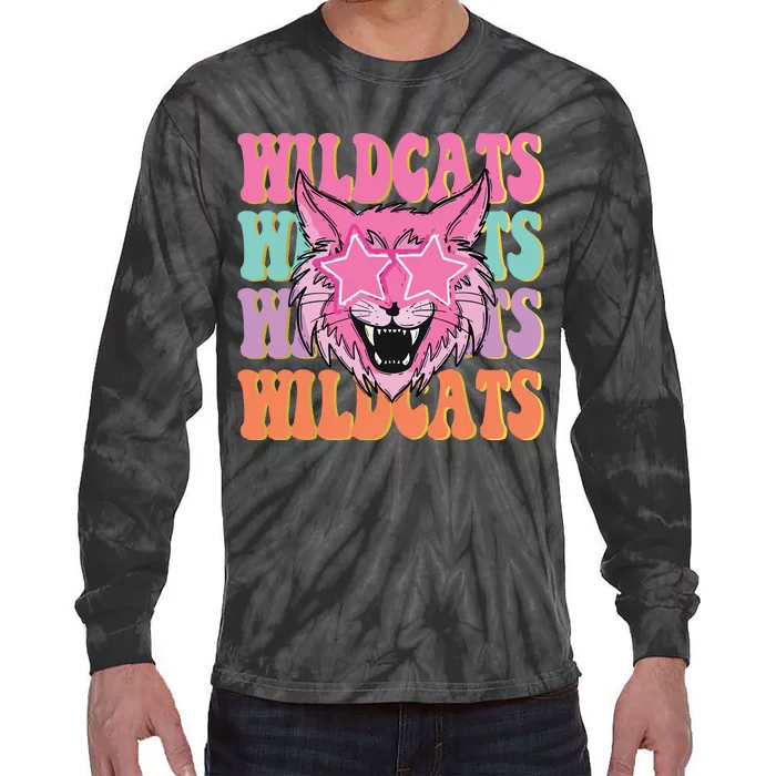 Wildcats School Mascot Sport Mom Wildcats Tie-Dye Long Sleeve Shirt