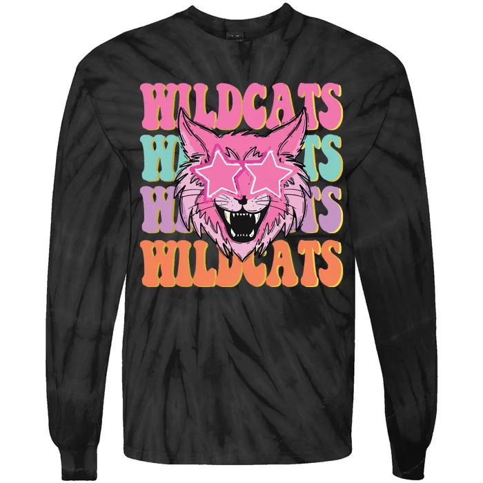 Wildcats School Mascot Sport Mom Wildcats Tie-Dye Long Sleeve Shirt