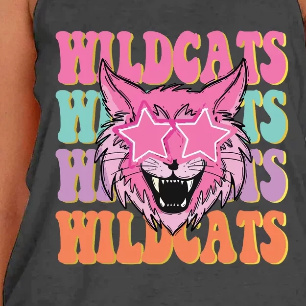 Wildcats School Mascot Sport Mom Wildcats Women's Knotted Racerback Tank