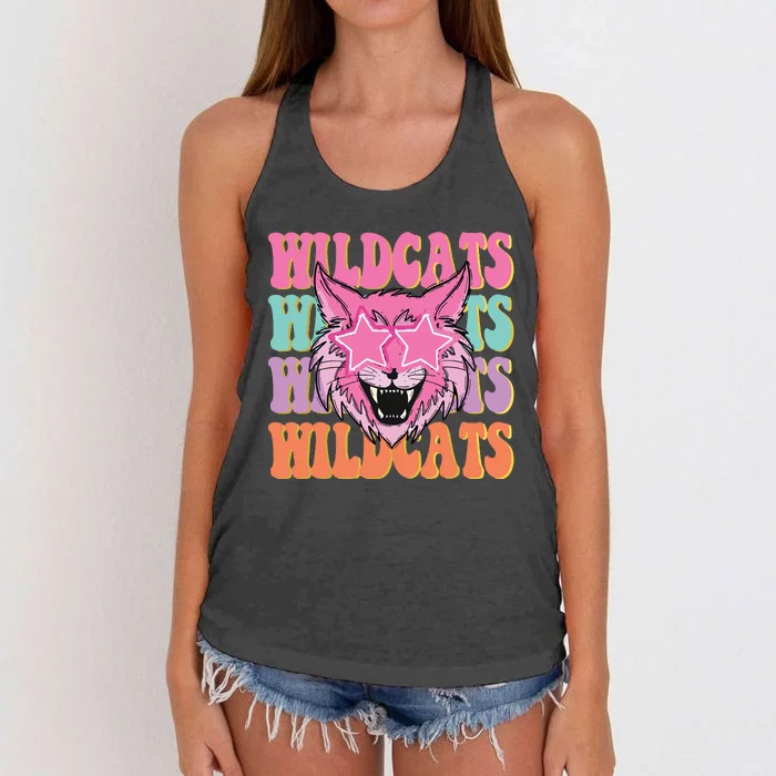 Wildcats School Mascot Sport Mom Wildcats Women's Knotted Racerback Tank