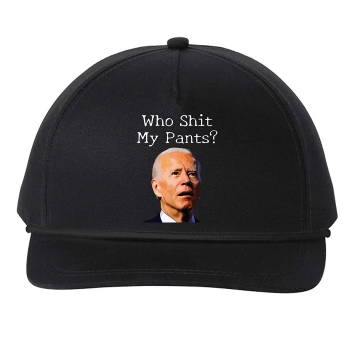 Who Shit My Pants Funny Anti Joe Biden Snapback Five-Panel Rope Hat