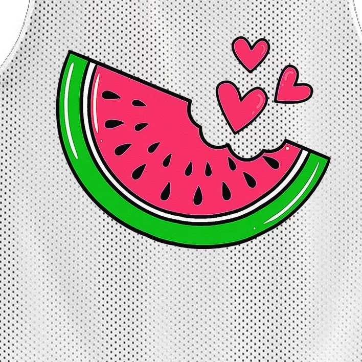 Watermelon Slice Melon Hearts Lovers Eating Fruit Summer Mesh Reversible Basketball Jersey Tank