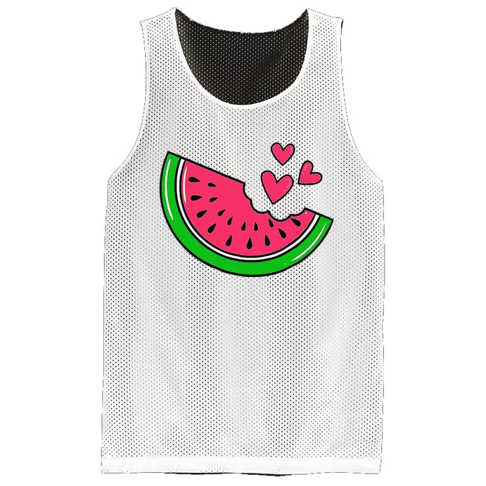 Watermelon Slice Melon Hearts Lovers Eating Fruit Summer Mesh Reversible Basketball Jersey Tank