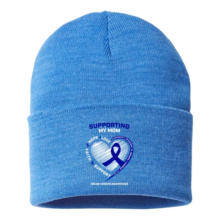 Wo Support Mom Colon Cancer Awareness Products Gift Sustainable Knit Beanie