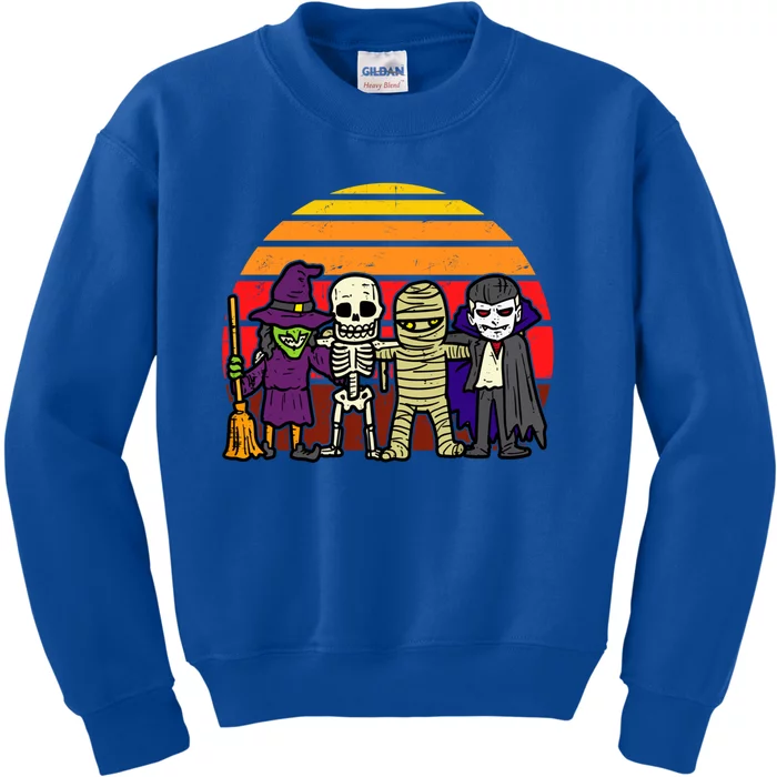 Witch Skeleton Mummy Vampire Retro Halloween Gift Kids Sweatshirt