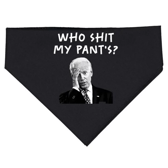 Who Shit My Pants Funny Anti Joe Biden USA-Made Doggie Bandana