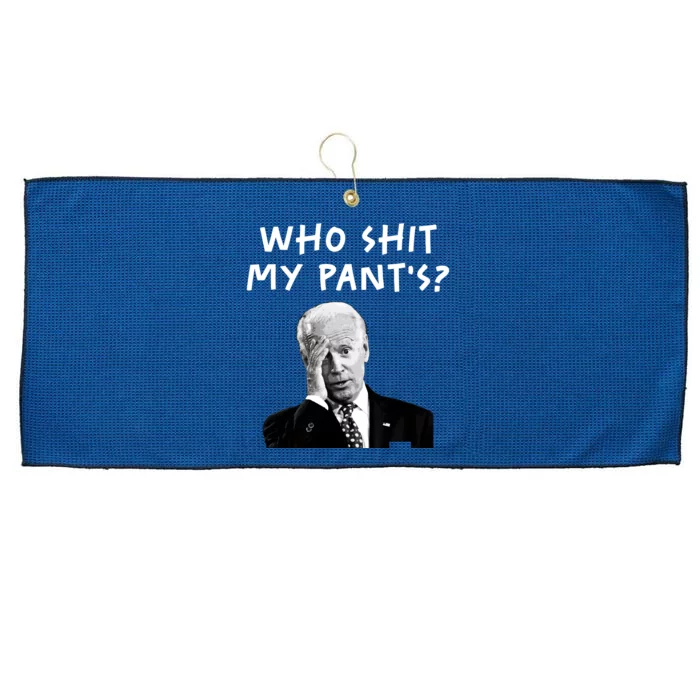 Who Shit My Pants Funny Anti Joe Biden Large Microfiber Waffle Golf Towel