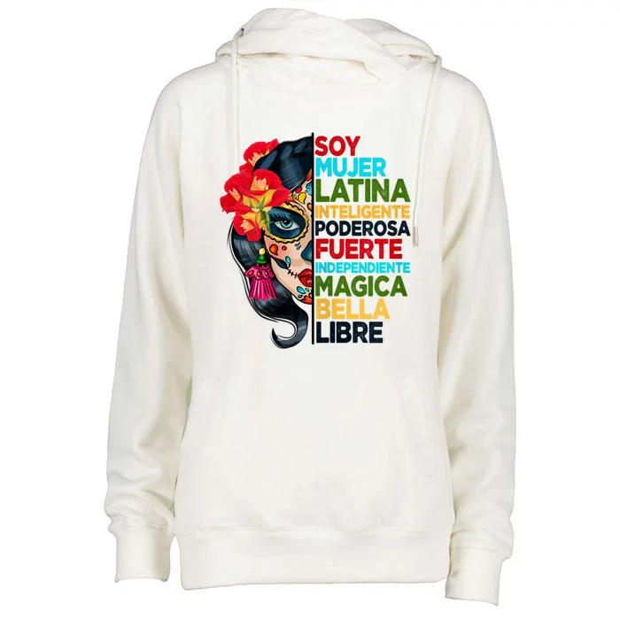 Womens Soy Mujer Latina Tee Poderosa Magica Bella Hispanic Heritage Womens Funnel Neck Pullover Hood