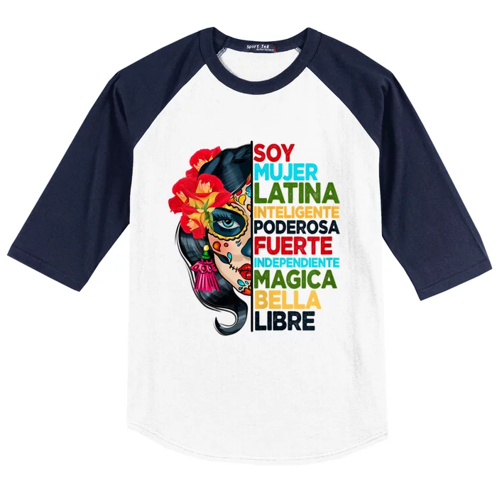 Womens Soy Mujer Latina Tee Poderosa Magica Bella Hispanic Heritage Baseball Sleeve Shirt