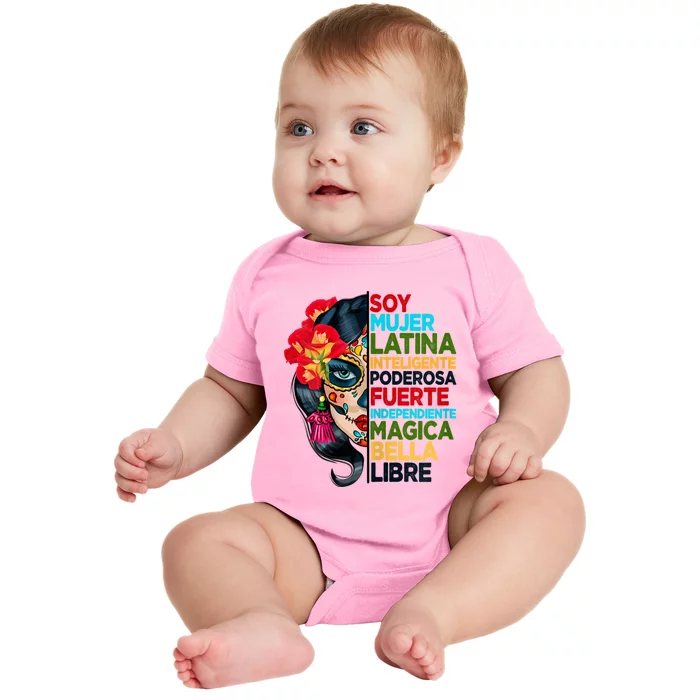 Womens Soy Mujer Latina Tee Poderosa Magica Bella Hispanic Heritage Baby Bodysuit