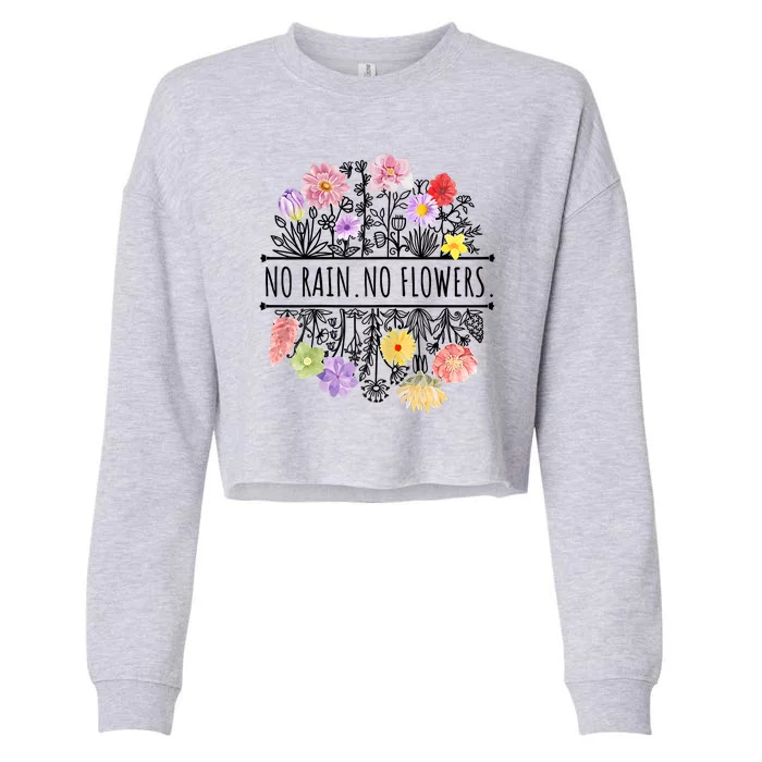 Womens Spring No Rain No Flowers Cropped Pullover Crew