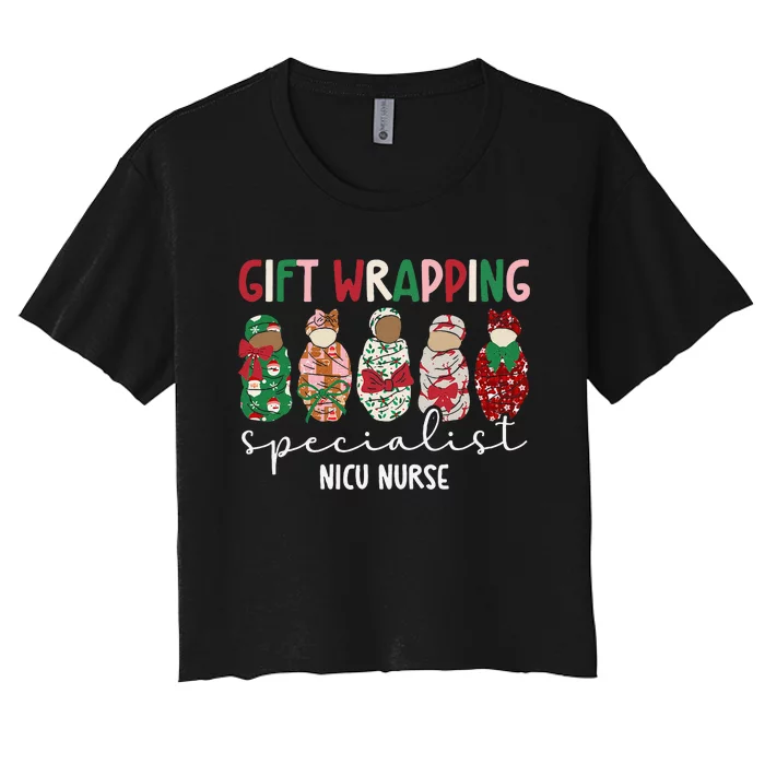 Wrapping Specialist Nicu Nurse Christmas Nicu Nursing Xmas Women's Crop Top Tee