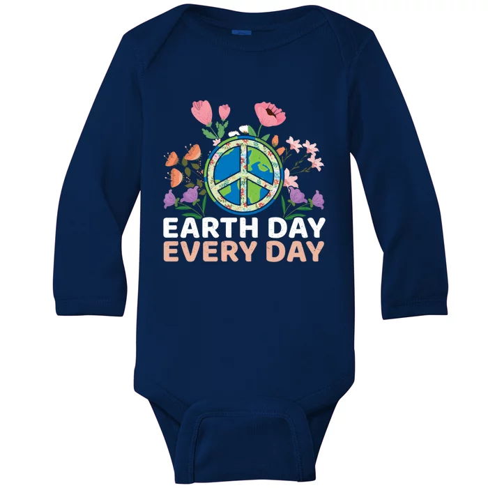 World Save Nature Oceans Day Love Peace Everyday Earth Day Gift Baby Long Sleeve Bodysuit