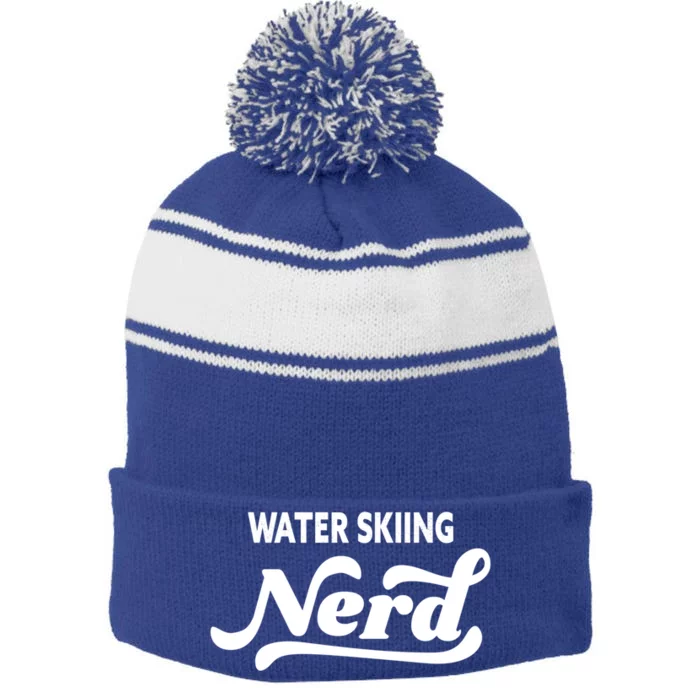 Water Skiing Nerd Gift Stripe Pom Pom Beanie