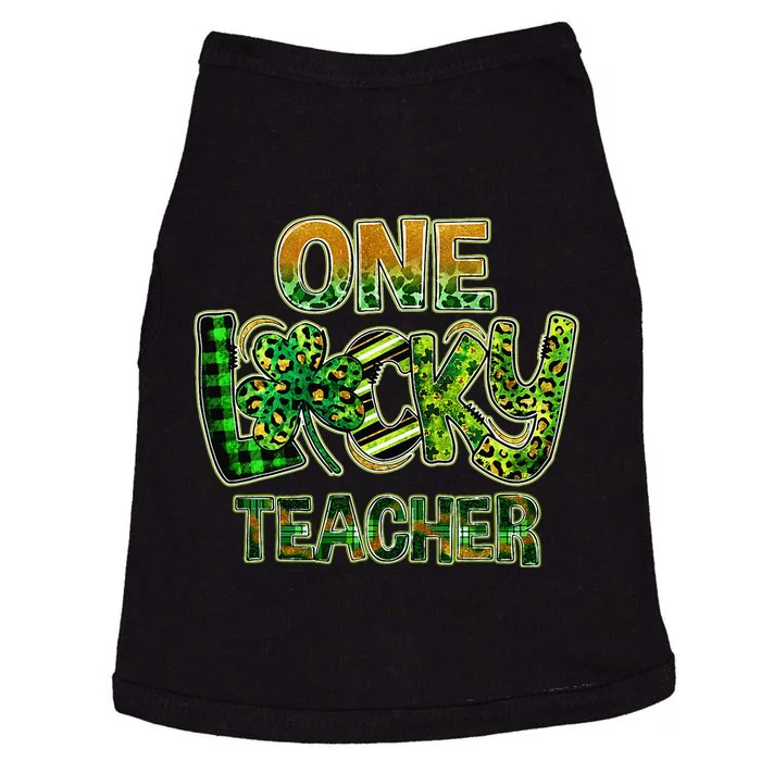 Womens Shamrock One Lucky Teacher St Patrick's Day School Doggie Tank