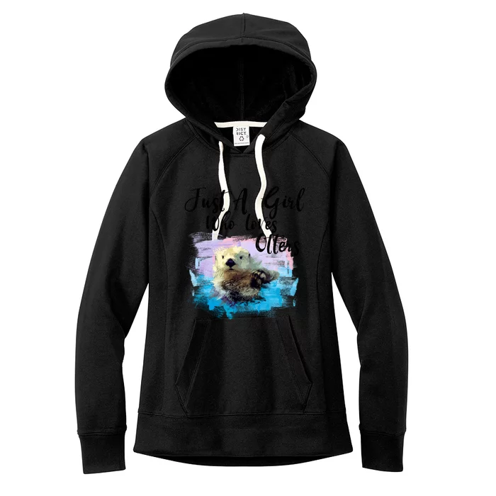 Watercolor Sea Otter Great Gift Who Loves Otters Gift Women's Fleece Hoodie