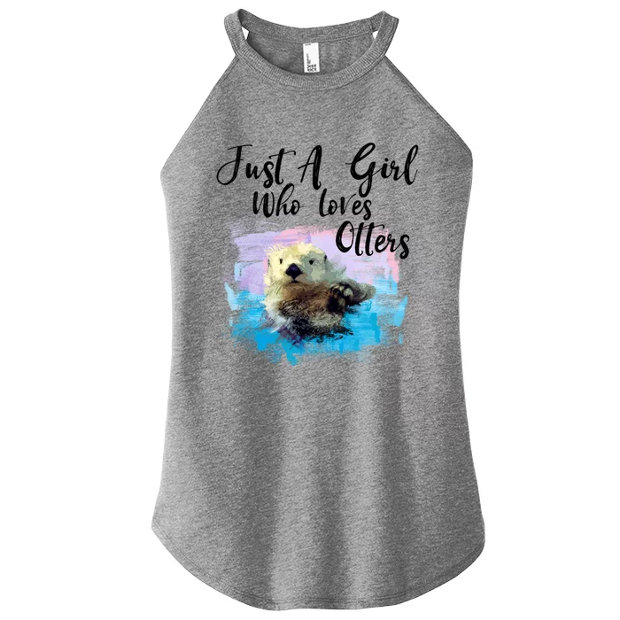 Watercolor Sea Otter Great Gift Who Loves Otters Gift Women’s Perfect Tri Rocker Tank