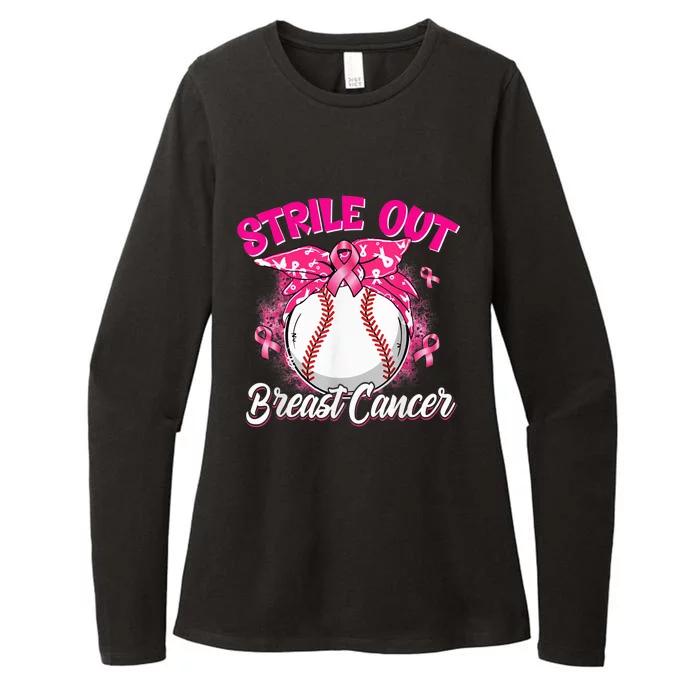 Wo Strike Out Breast Cancer Awareness Baseball Fighters Womens CVC Long Sleeve Shirt