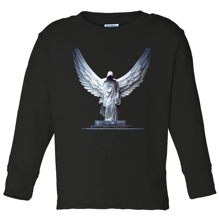 White Statue Of An Angel Of Death In A Greek Temple Toddler Long Sleeve Shirt