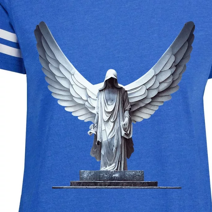 White Statue Of An Angel Of Death In A Greek Temple Enza Ladies Jersey Football T-Shirt