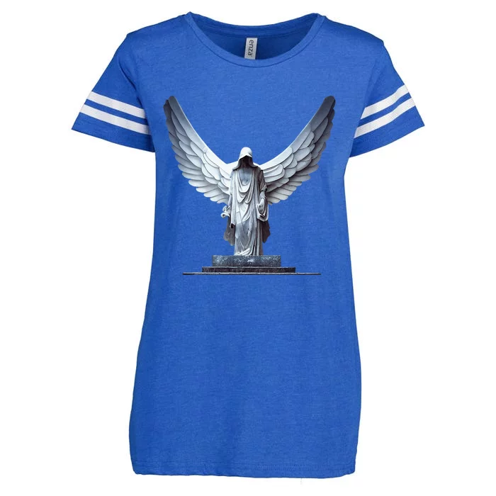 White Statue Of An Angel Of Death In A Greek Temple Enza Ladies Jersey Football T-Shirt