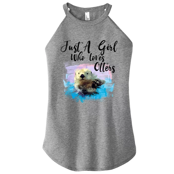 Watercolor Sea Otter Gift Who Loves Otters Great Gift Women’s Perfect Tri Rocker Tank