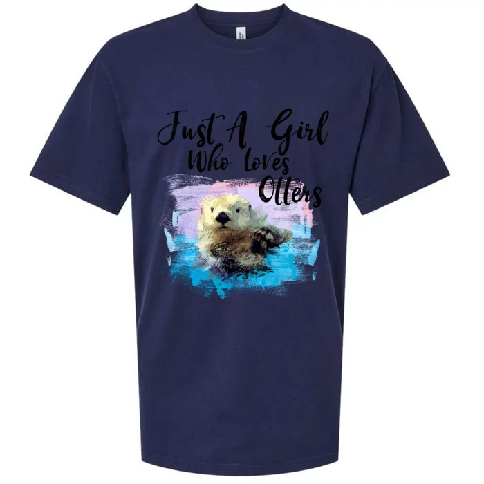 Watercolor Sea Otter Gift Who Loves Otters Great Gift Sueded Cloud Jersey T-Shirt