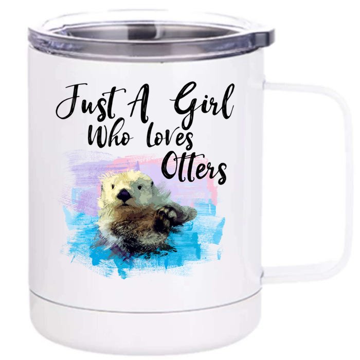 Watercolor Sea Otter Gift Who Loves Otters Great Gift Front & Back 12oz Stainless Steel Tumbler Cup