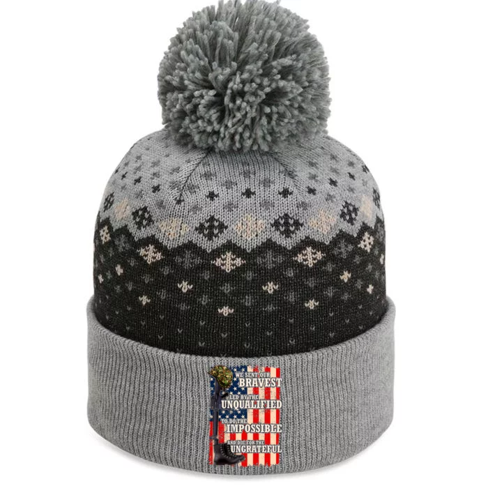 We Sent Our Bravest Support Military Veterans USA Flag The Baniff Cuffed Pom Beanie