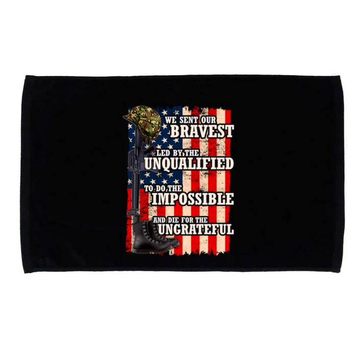 We Sent Our Bravest Support Military Veterans USA Flag Microfiber Hand Towel