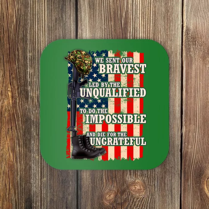 We Sent Our Bravest Support Military Veterans USA Flag Coaster