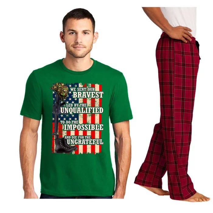 We Sent Our Bravest Support Military Veterans USA Flag Pajama Set