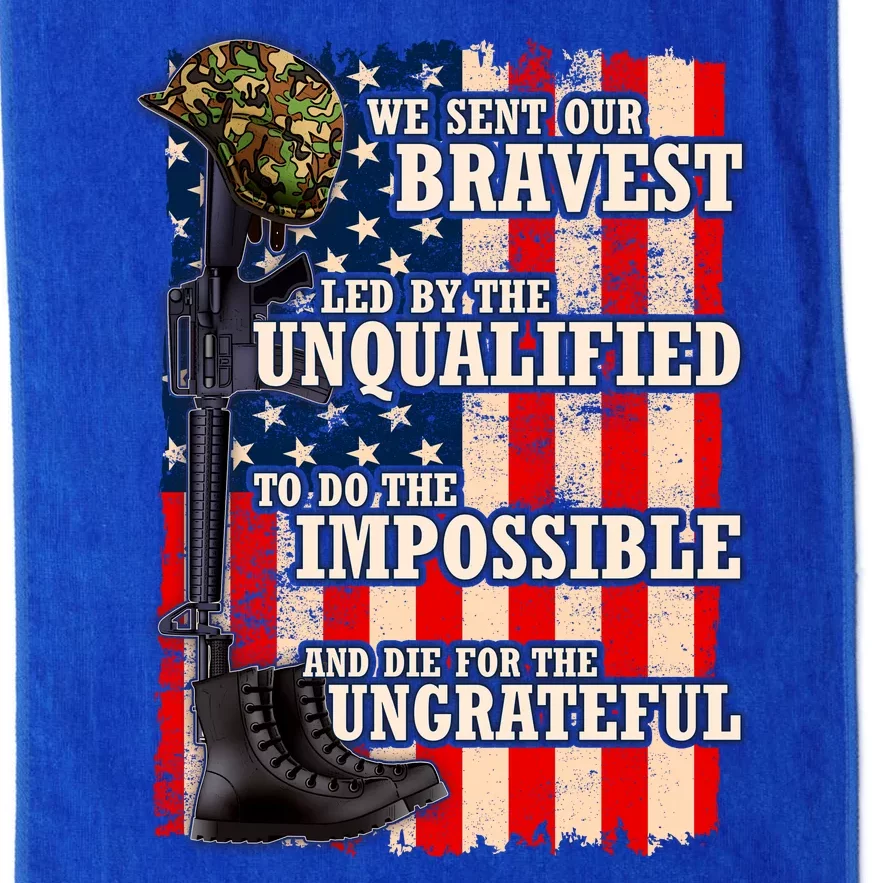 We Sent Our Bravest Support Military Veterans USA Flag Platinum Collection Golf Towel