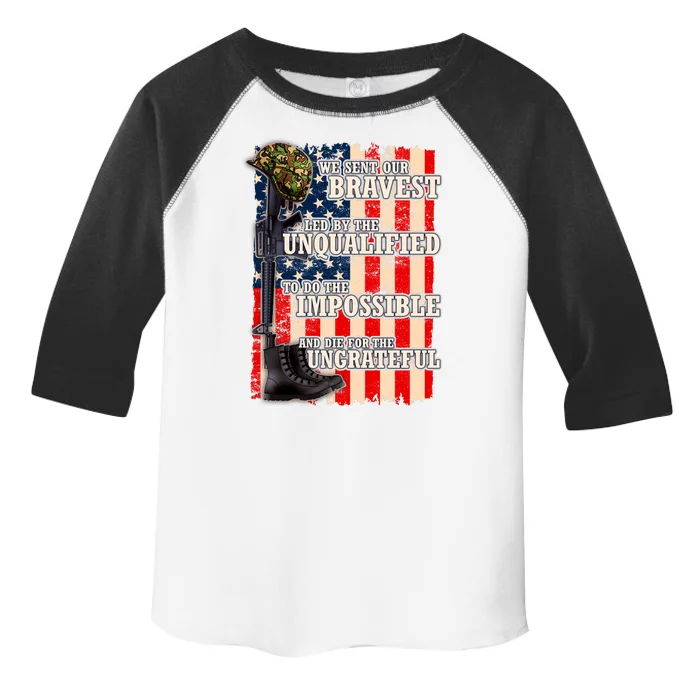 We Sent Our Bravest Support Military Veterans USA Flag Toddler Fine Jersey T-Shirt