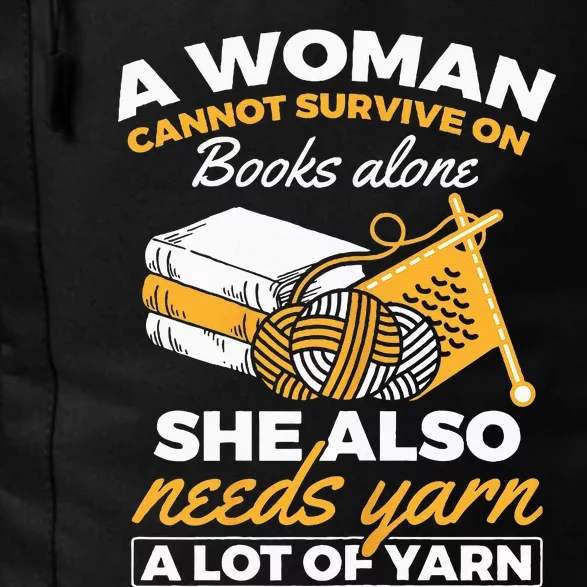 Woman Survives On Books Yarn Knitting Crochet Daily Commute Backpack