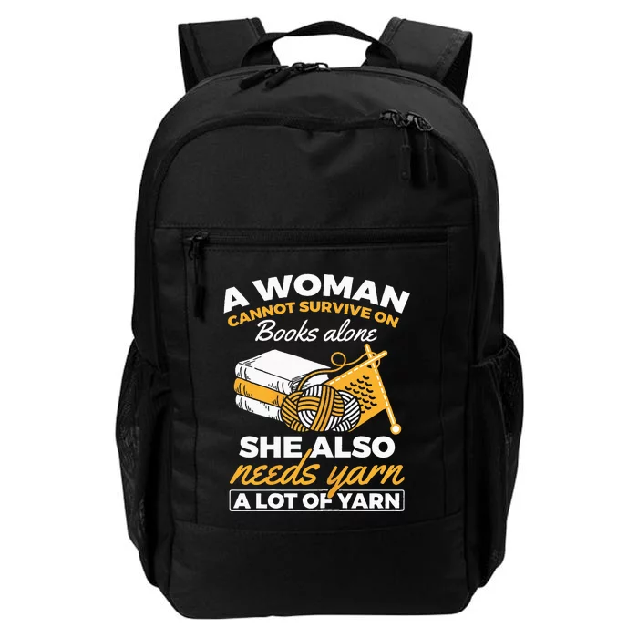 Woman Survives On Books Yarn Knitting Crochet Daily Commute Backpack