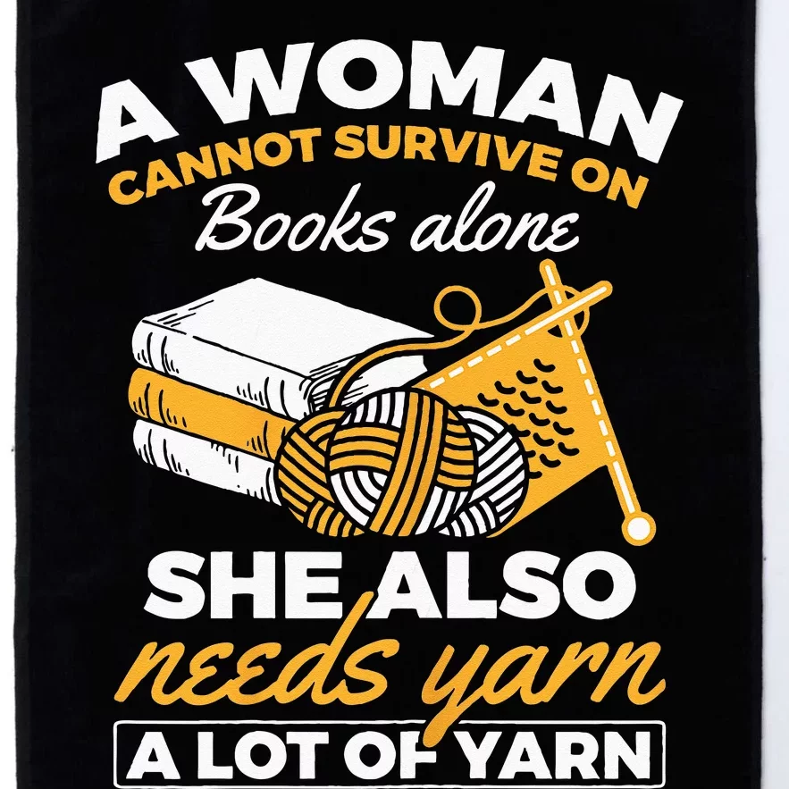 Woman Survives On Books Yarn Knitting Crochet Platinum Collection Golf Towel