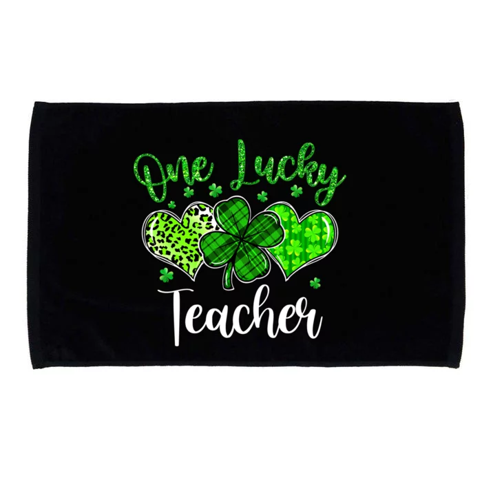 Wo Shamrock One Lucky Teacher St Patrick's Day School Gift Microfiber Hand Towel