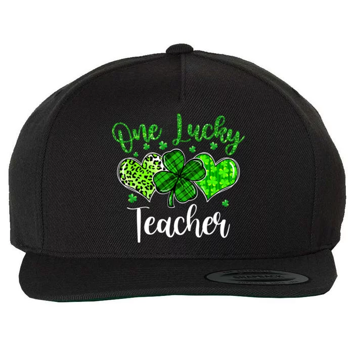 Wo Shamrock One Lucky Teacher St Patrick's Day School Gift Wool Snapback Cap