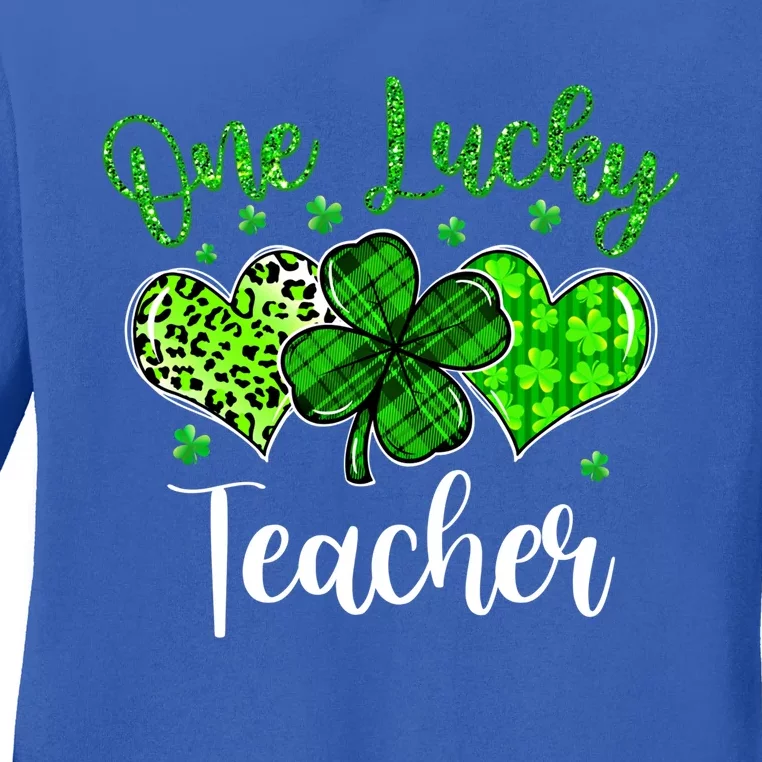 Wo Shamrock One Lucky Teacher St Patrick's Day School Gift Ladies Long Sleeve Shirt