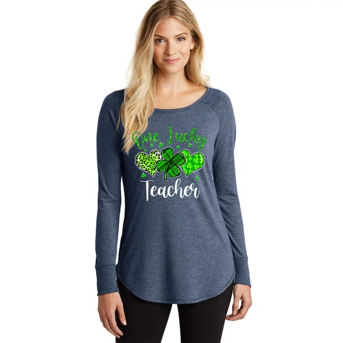 Wo Shamrock One Lucky Teacher St Patrick's Day School Gift Women's Perfect Tri Tunic Long Sleeve Shirt