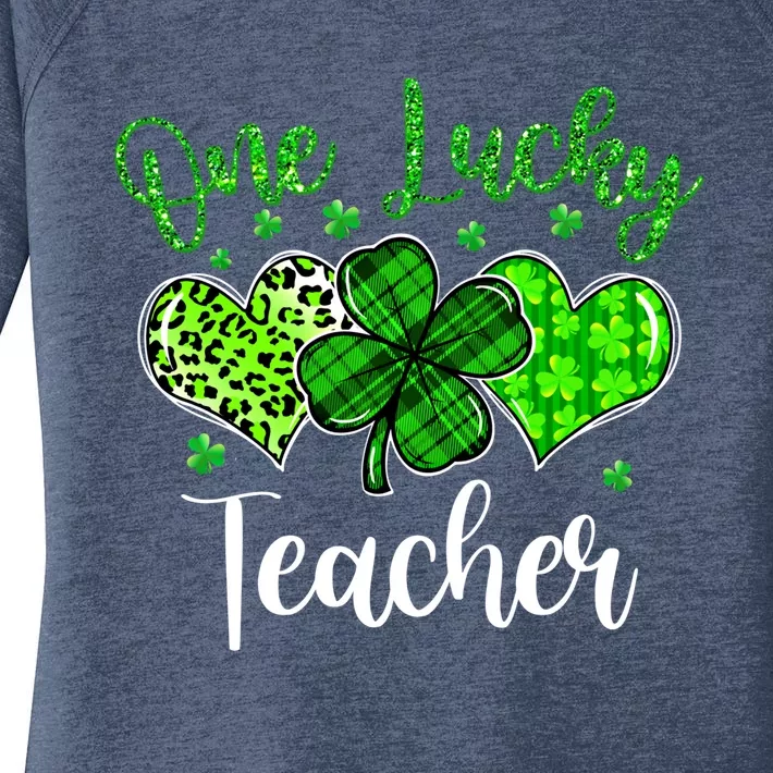 Wo Shamrock One Lucky Teacher St Patrick's Day School Gift Women's Perfect Tri Tunic Long Sleeve Shirt