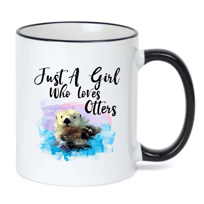 Watercolor Sea Otter Gift Who Loves Otters Cute Gift Black Color Changing Mug