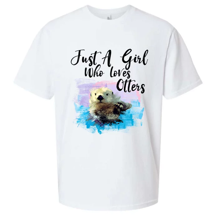 Watercolor Sea Otter Gift Who Loves Otters Cute Gift Sueded Cloud Jersey T-Shirt