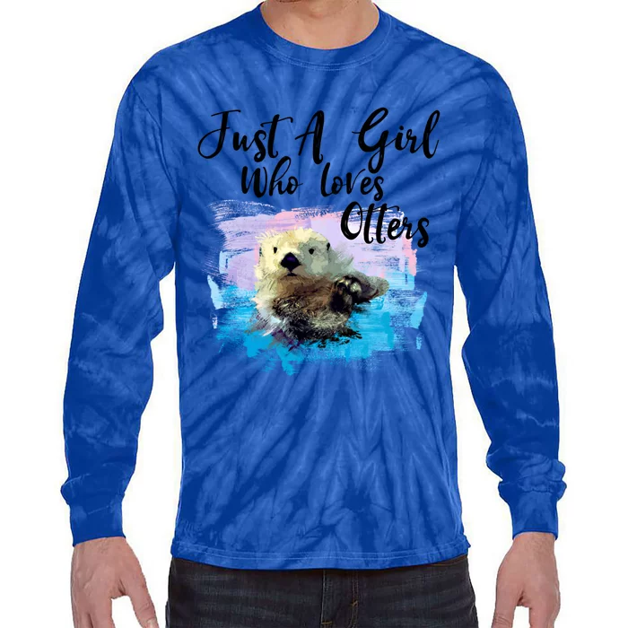 Watercolor Sea Otter Cute Gift Who Loves Otters Meaningful Gift Tie-Dye Long Sleeve Shirt