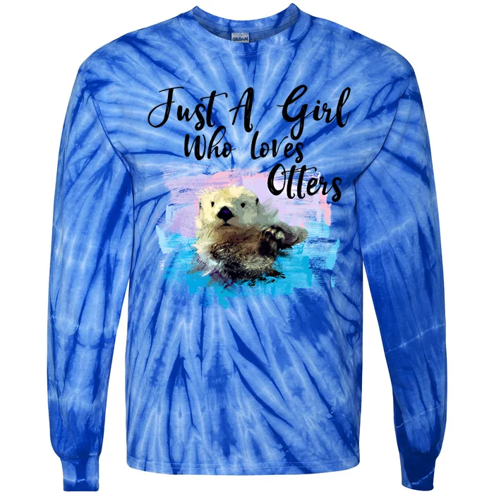 Watercolor Sea Otter Cute Gift Who Loves Otters Meaningful Gift Tie-Dye Long Sleeve Shirt