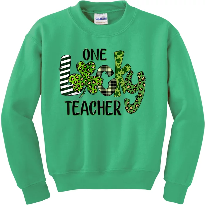 Wo Shamrock One Lucky Teacher St. Patrick's Day School Kids Sweatshirt