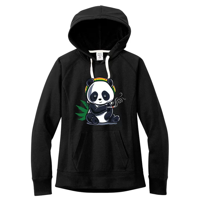 Weed Smoking Panda Gift Marijuana Cannabis Thc Stoner Gift Women's Fleece Hoodie