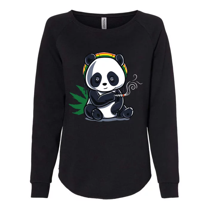 Weed Smoking Panda Gift Marijuana Cannabis Thc Stoner Gift Womens California Wash Sweatshirt